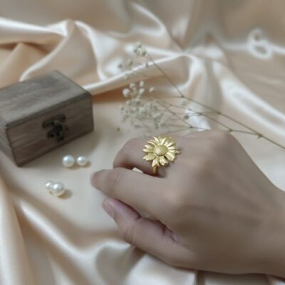 Golden Sunflower Adjustable Ring