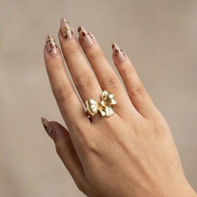 Bow-Cut Statement Ring – Stainless Steel | Anti-Tarnish Gold Plated for women