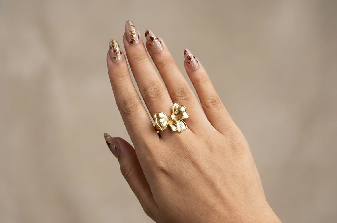 Bow-Cut Statement Ring – Stainless Steel | Anti-Tarnish Gold Plated for women